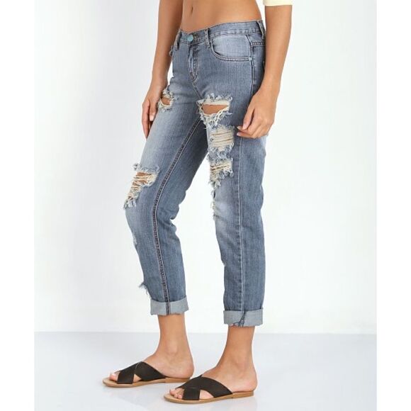 One Teaspoon Awesome Baggies Low Waist Medium Rise Relaxed Leg Tapered Cuffed - Picture 5 of 15